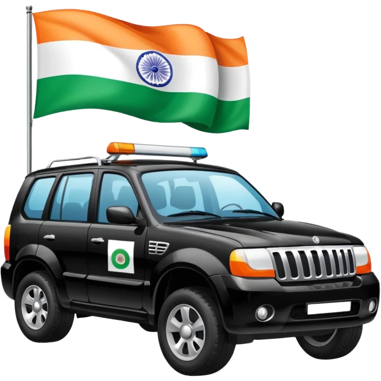 Black car fo officers India suv Indian.flag emoji