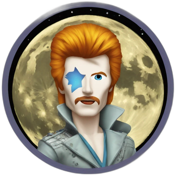 Ziggy Stardust on the moon emoji