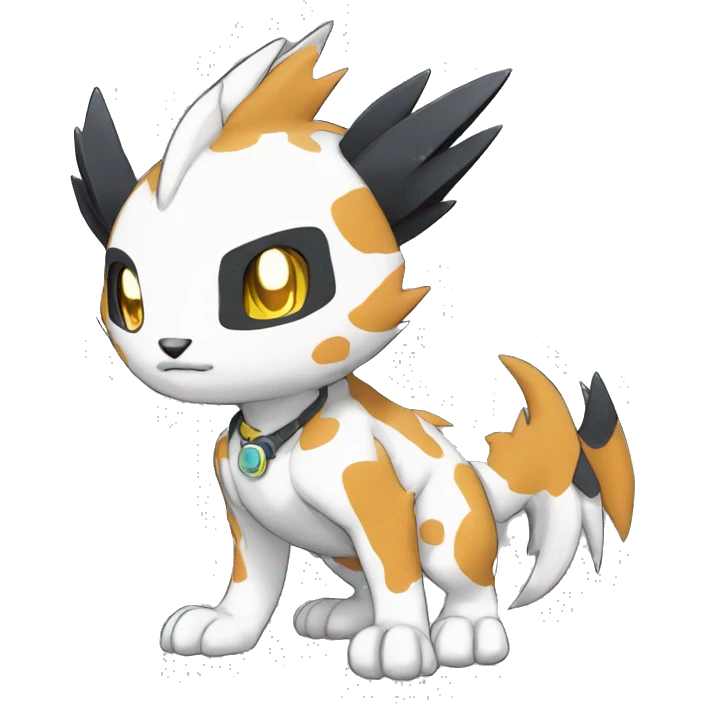 cute cool edgy Digimon-Fakemon-animal with cool markings full body emoji
