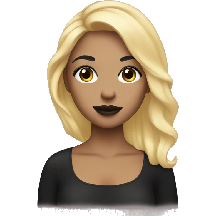 a girl with blond hair, and black makeup on her face emoji
