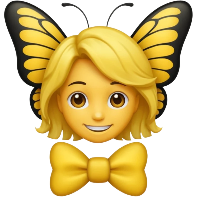 Emoji sourire avec un nœud papillon dans les cheveux emoji