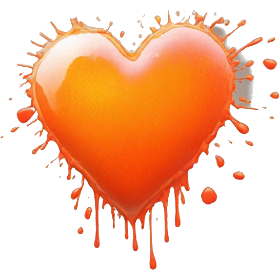 splattered paint heart glowing red-orange warmth emoji