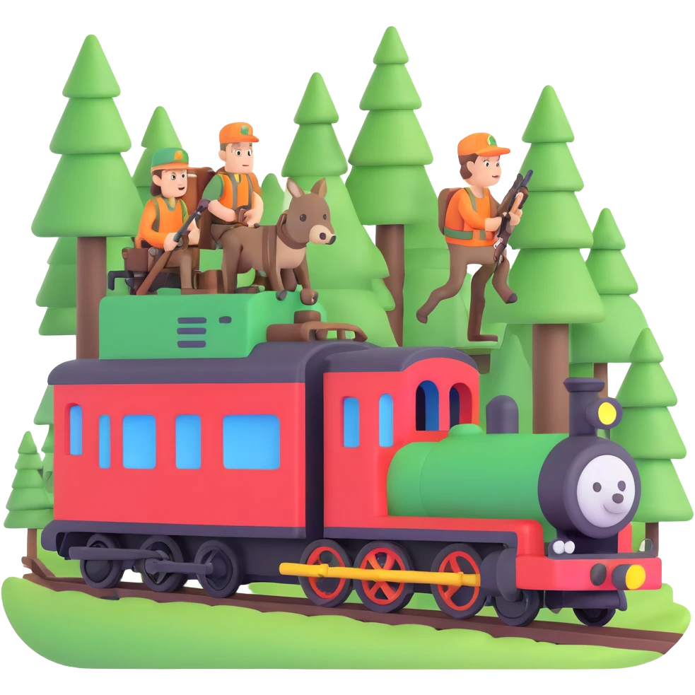 forest train with hunters emoji