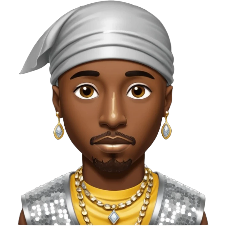 Tupac with silver sequin outfit emoji