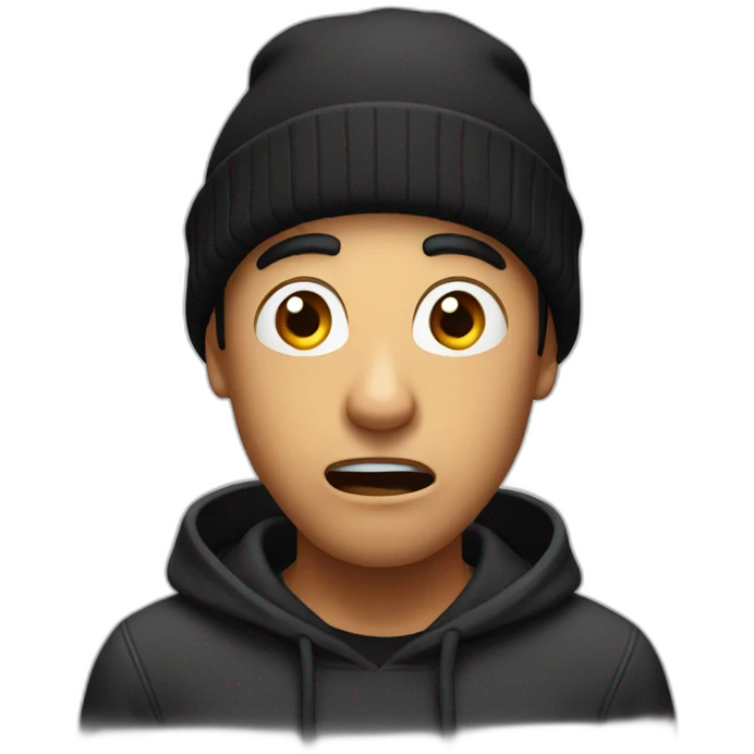 shocked guy with black beanie emoji