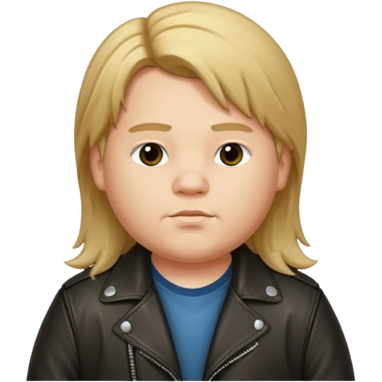 Long hair fat young boy in leather jacket emoji