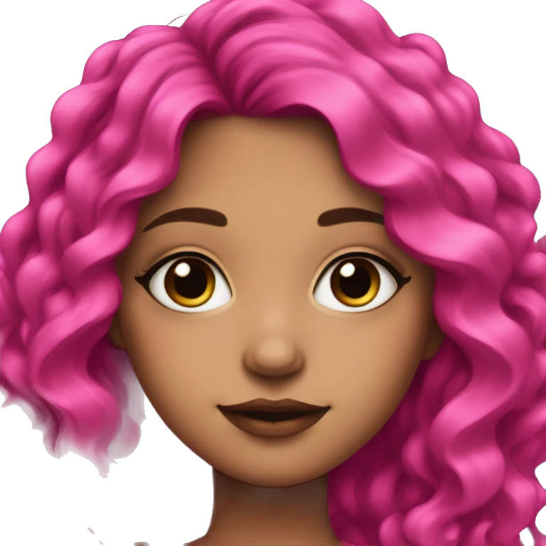 Pretty girl with dark eye makeup and long, magenta pink, wavy, thick hair emoji