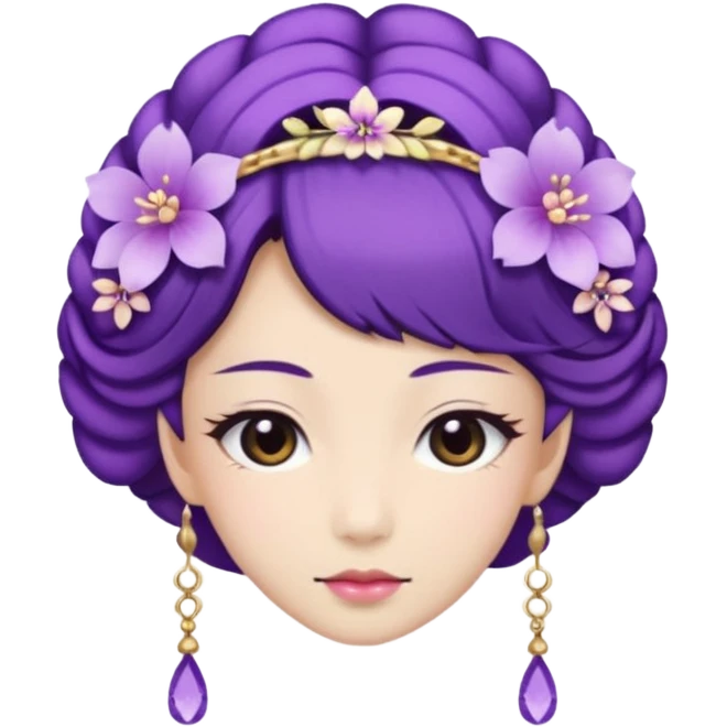 Japanese Princess with floral hairpin, purple emoji