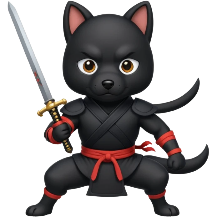 dog ninja with sword emoji
