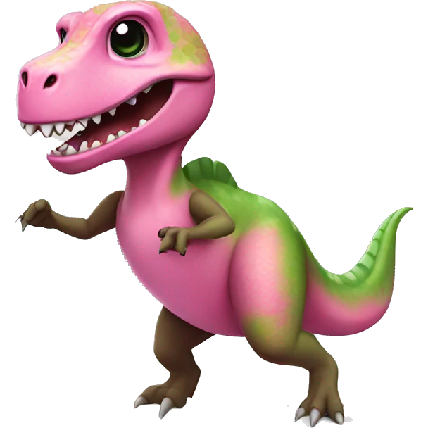Dinosaur surfing with a pink tutu  emoji