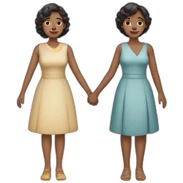 three racially ambiguous women side by side holding hands emoji