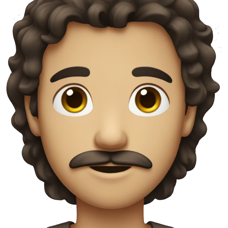 dark brown long hair boy with small moustache emoji