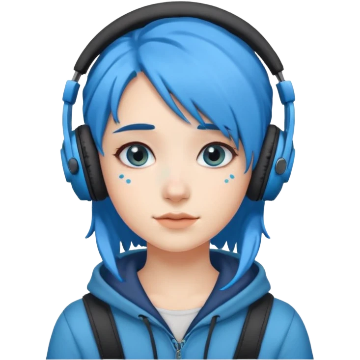 blue haired earringed heaphone wearing girl emoji