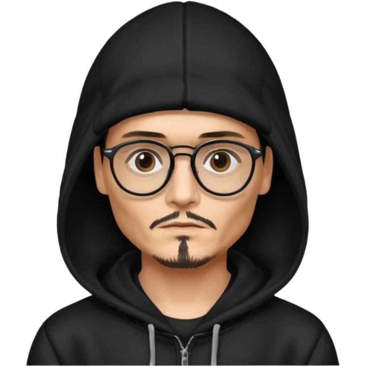 glassed johnyy depp with black hoodie emoji