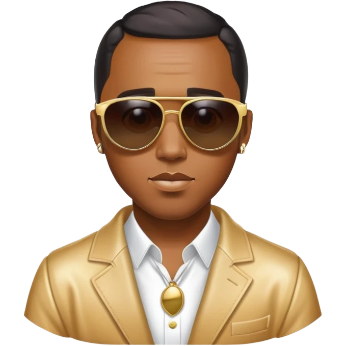 Diddy with sunglasses in a party outfit with baby oil  emoji