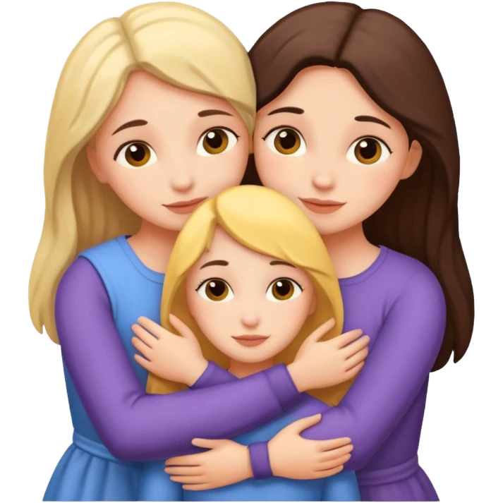 Three white sisters hugging emoji