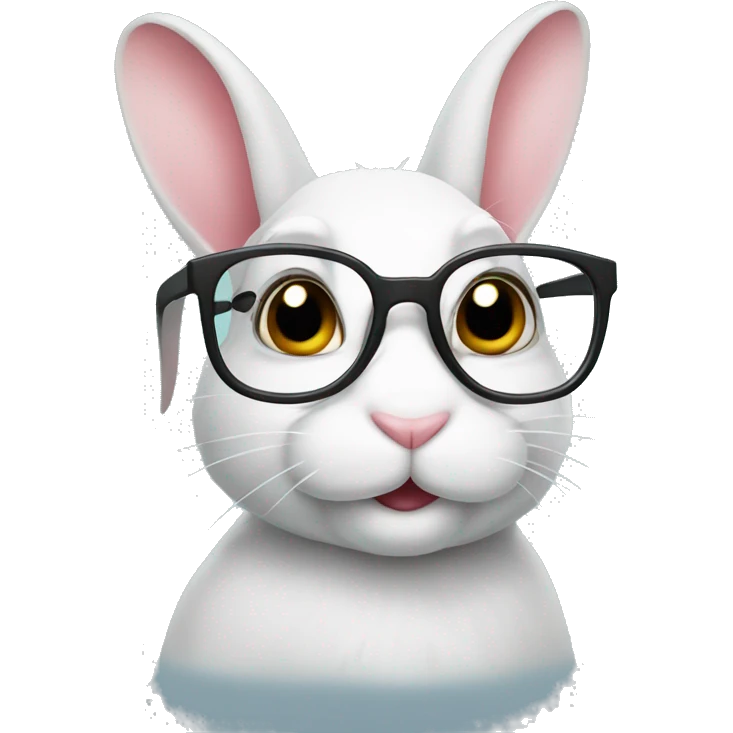 bunny wearing study glasses emoji