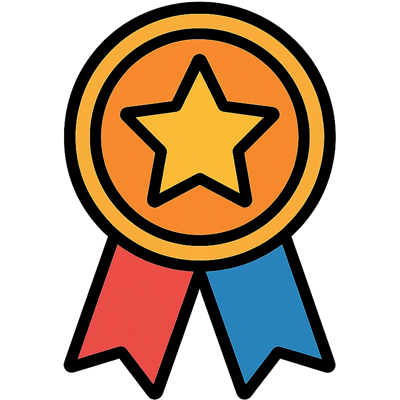 vector icon of an honorable mention award badge with gold and colorful elements, elegant and minimalist flat design, 2D flat vector, trending icon look, soft shadows, isolated on white background, no text, perfect for commercial use emoji