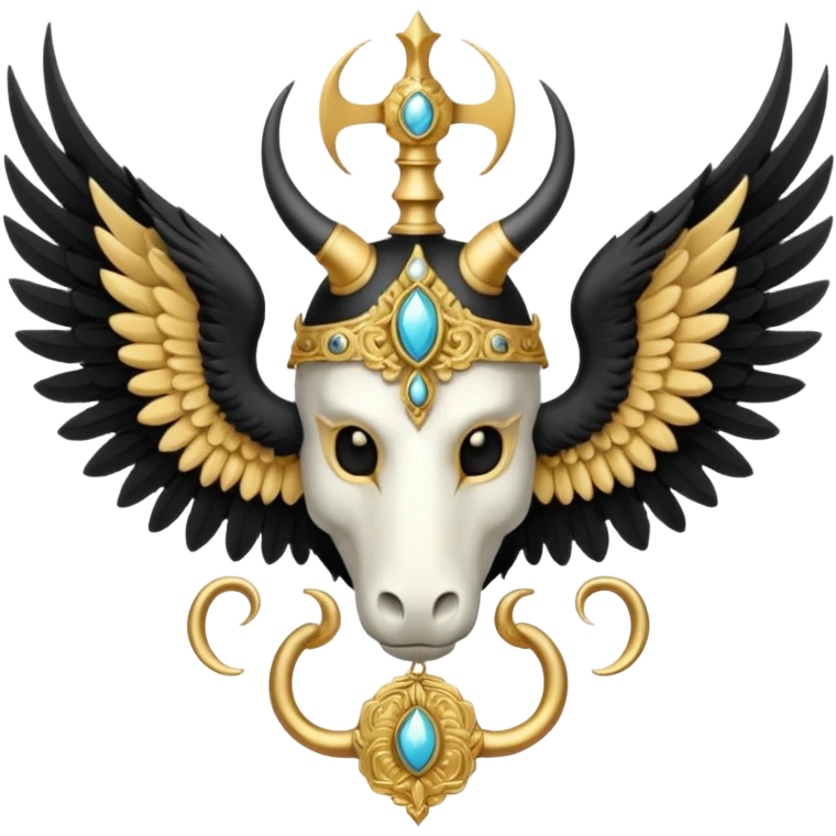 holy saint emblem with black wings with horn emoji