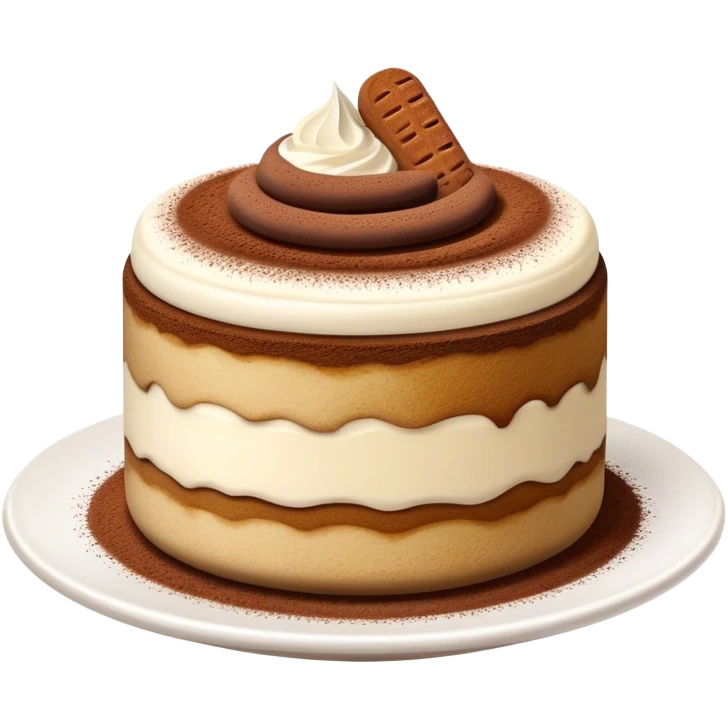 Cinematic Realistic Tiramisu Dessert Emoji, featuring layers of coffee‚Äêsoaked ladyfingers and mascarpone cream dusted with cocoa rendered with delicate textures and warm, inviting lighting. emoji