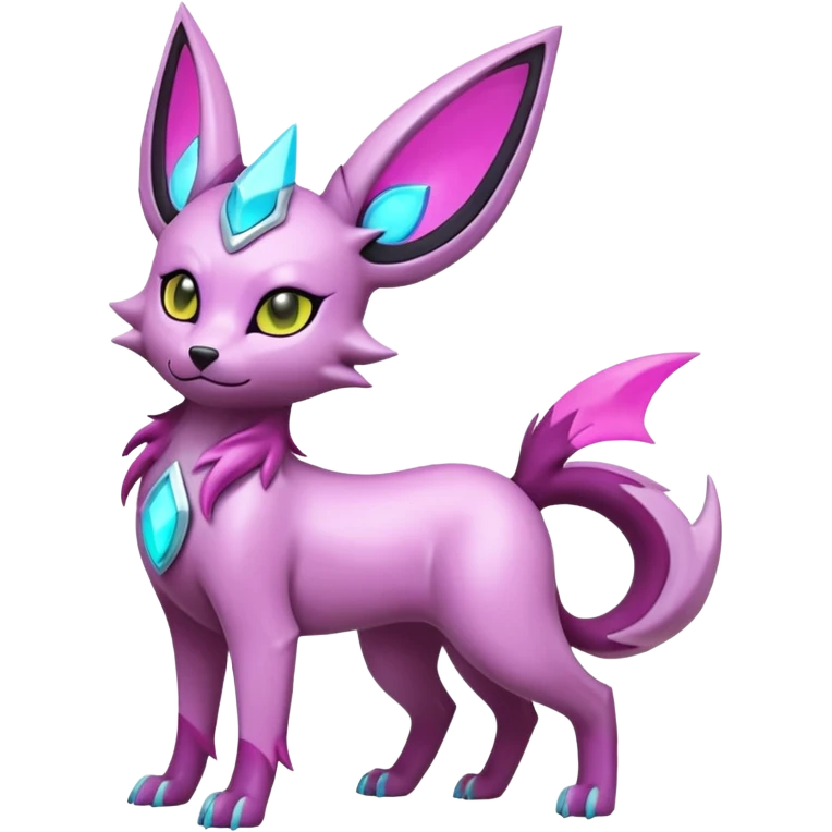 White and magenta pastel soft glossy smooth alloy divine holy legendary epic ethereal fantasy cyperpunk futuristic feral Manectric-Luxray-Umbreon-Espeon-Amaura-Electrike-fusion-creature  emoji
