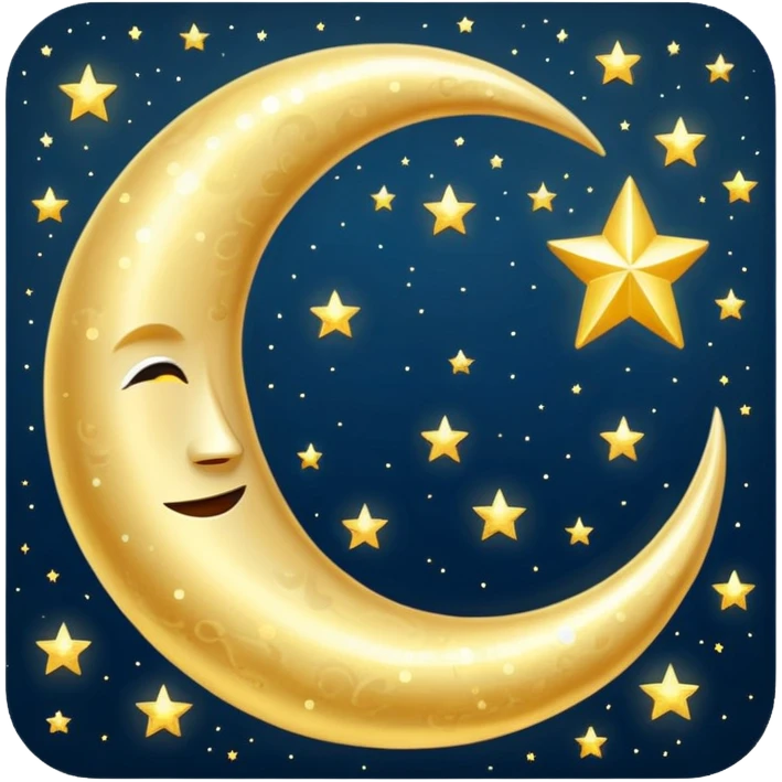 Glitter cian moon emoji