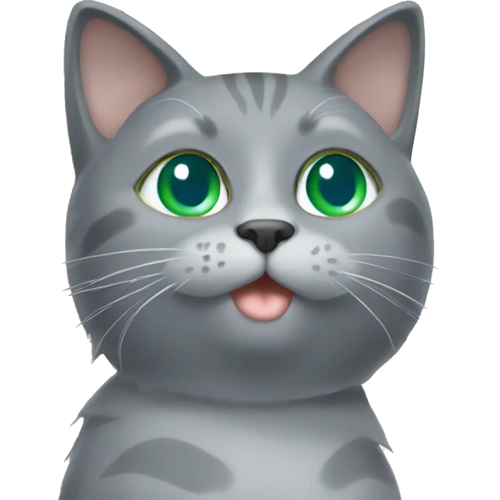 grey cat with green- blue eyes on scratching post  emoji