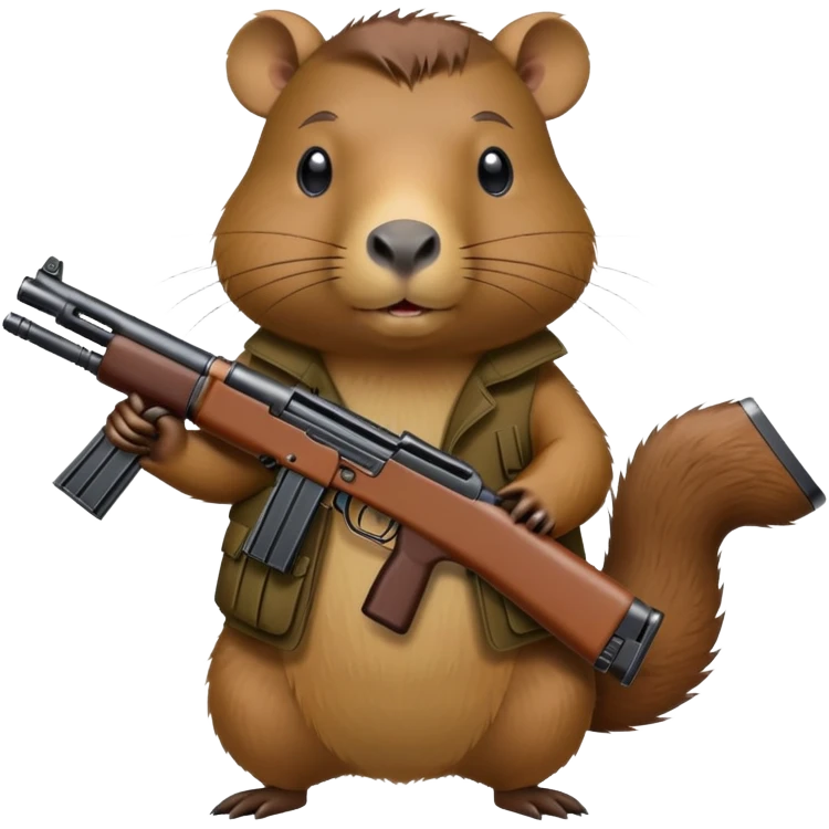 Capybara with mp40 gun  emoji