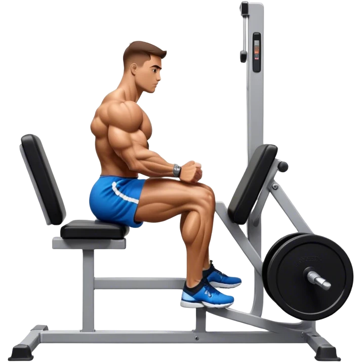 side-view bodybuilder seated weighted calf-raise machine lower leg exercise emoji