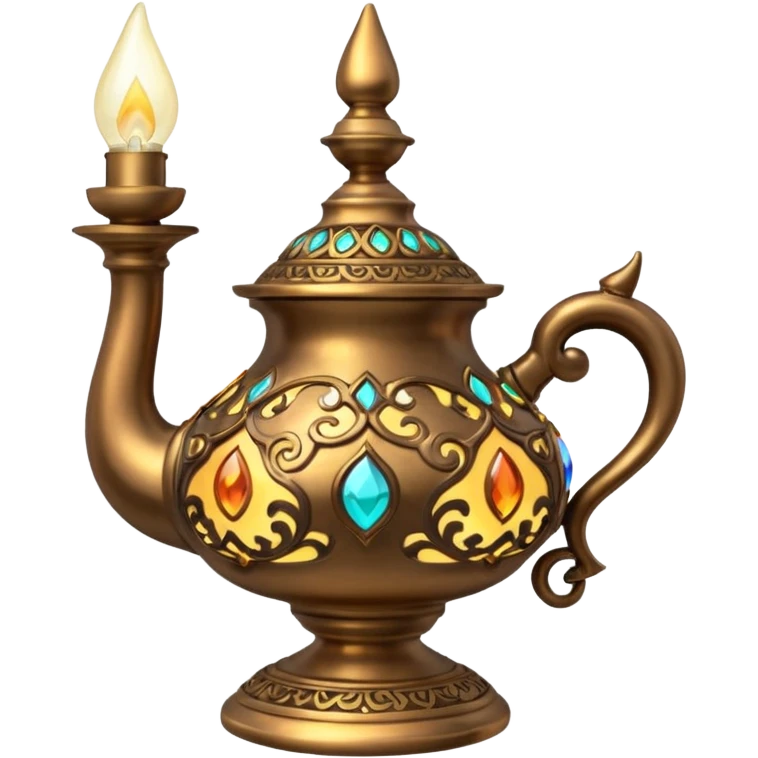 A hyperrealistic Antique bronze Magic lamp emoji