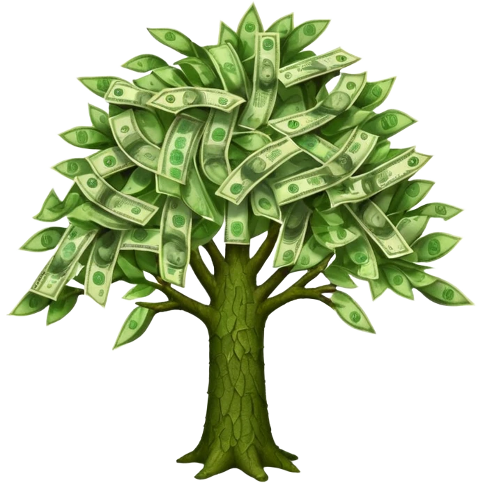 A tree with the leaves meaning money emoji