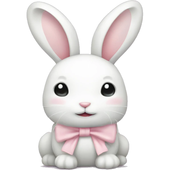white bunny with pastel pink bow emoji