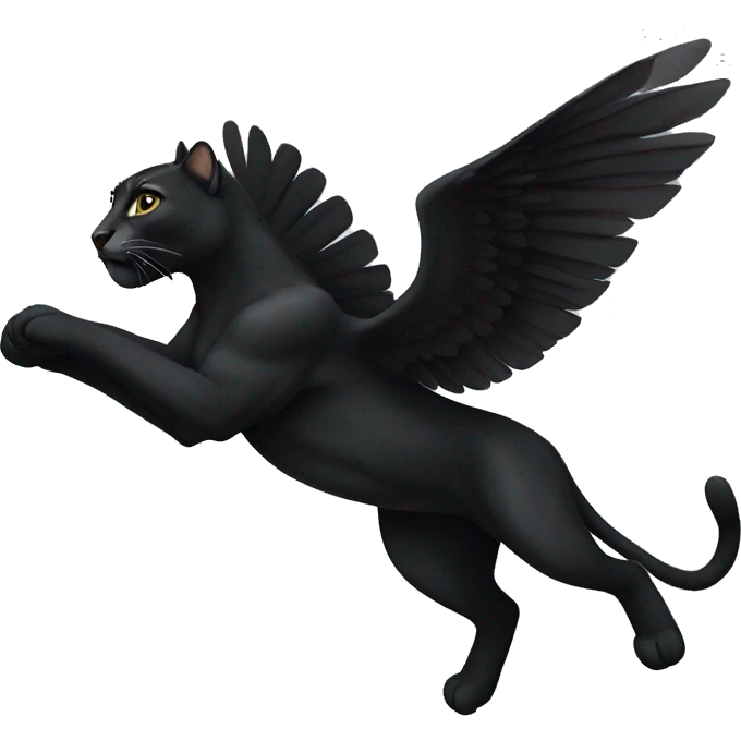 winged black puma flying emoji