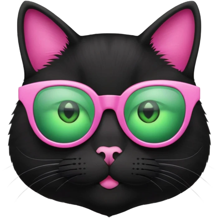 Black cat in pink glasses emoji