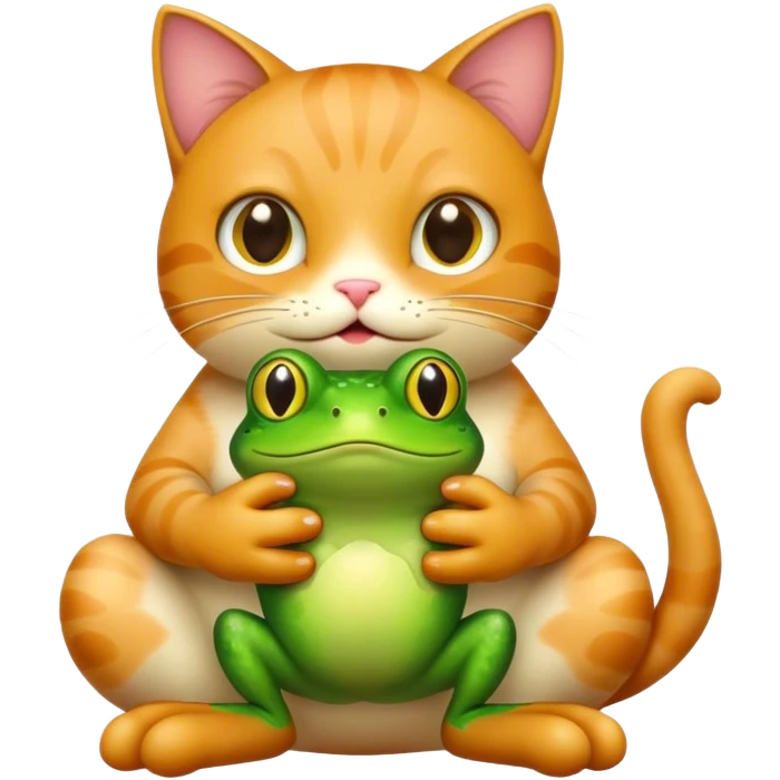 Cat holding frog emoji