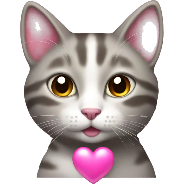 Coquette cat with a pink heart emoji