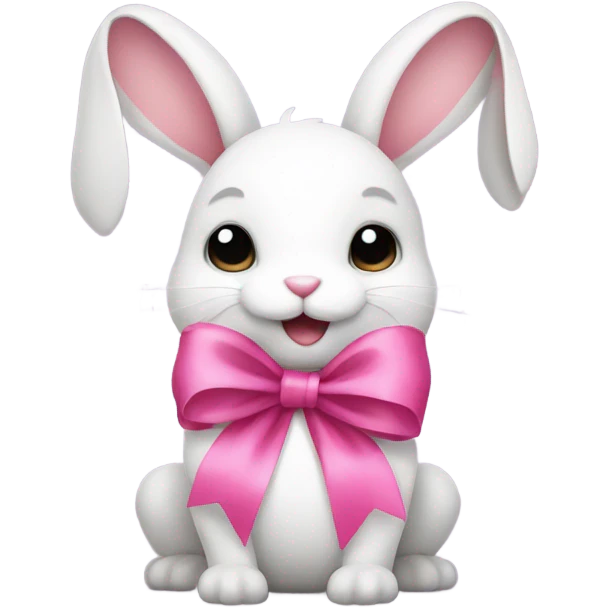 bunny with pink ribbon emoji