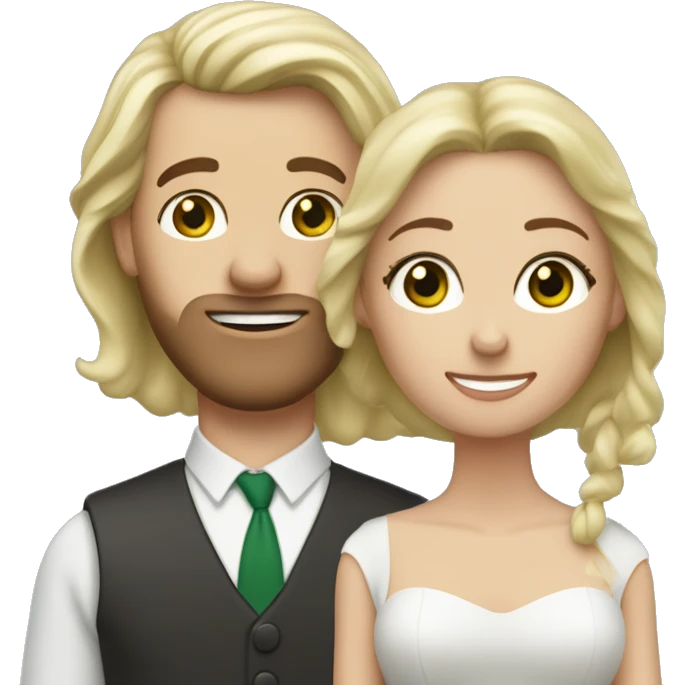 Mann mit braunen Haaren und Bart heiratet blonde Frau mit grünen Augen  emoji