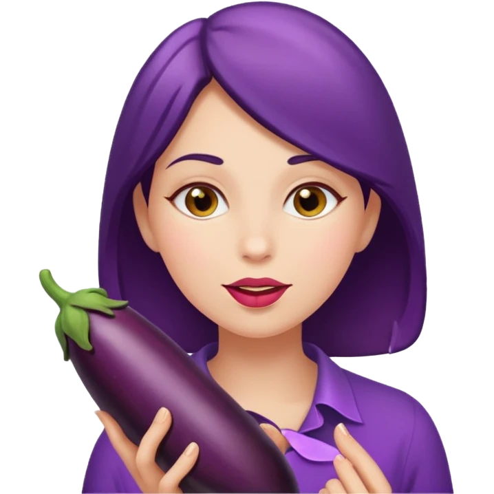 Naked woman sucking eggplant  emoji