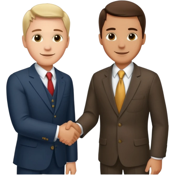 Man in a suit shaking hands with a farmer emoji