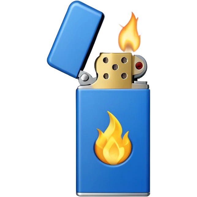 classic disposable lighter with blue body and small yellow flame emoji