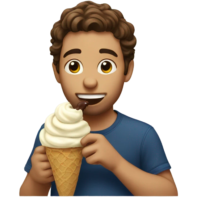 Aidan eating ice cream emoji