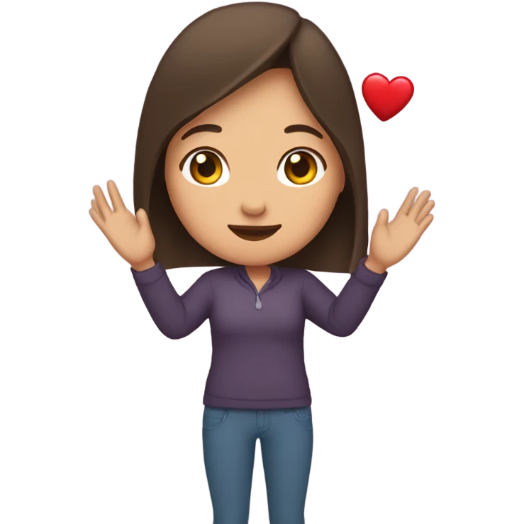 Brunette girl holding up heart hands  emoji