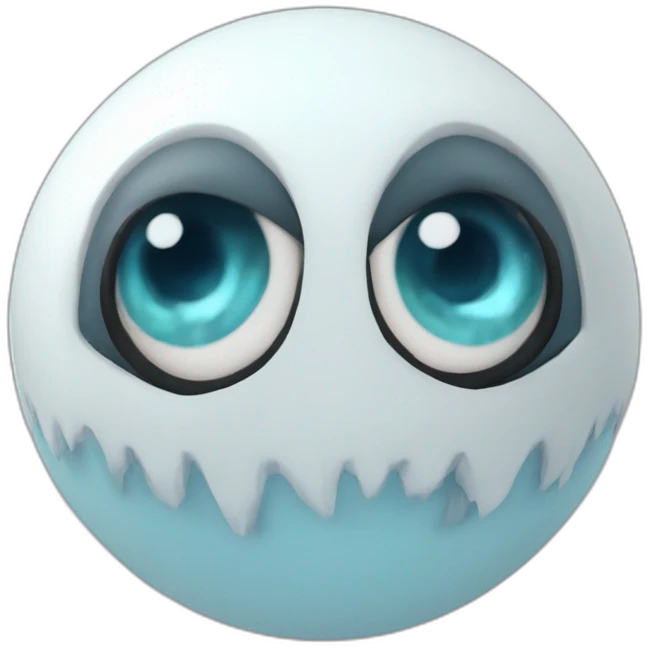 3d sphere with a cartoon courageous snow Ravager skin texture with beautiful eyes emoji