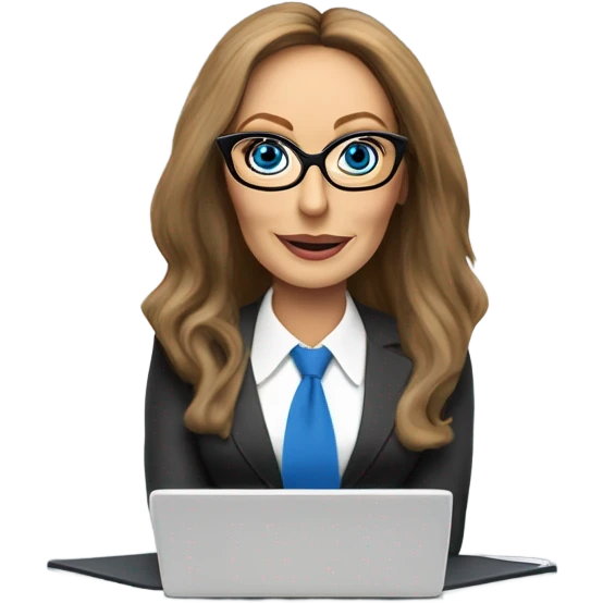 Carol Vordaman blue eyes wearing glasses in a business meeting  emoji