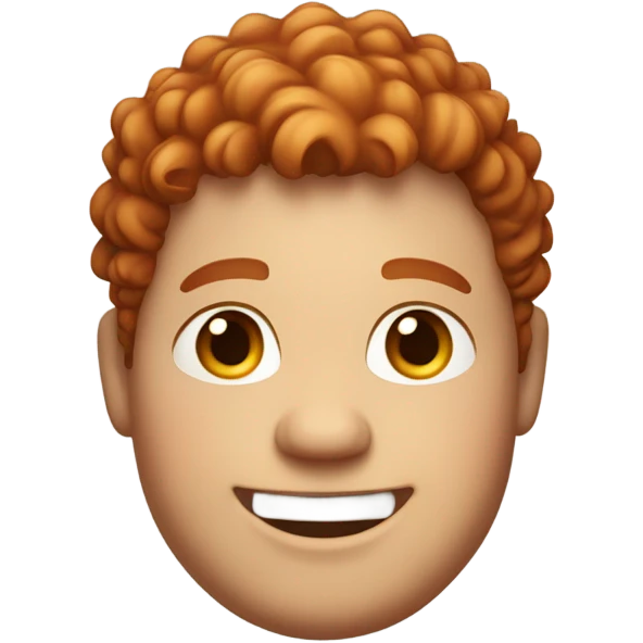 Bading redish curly few hair guy with corners in the hair chubby smiling emoji
