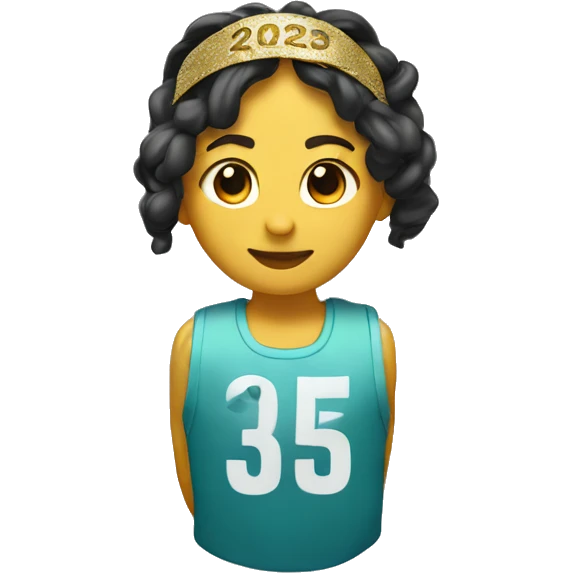 A gold headband with 2025 attached to the top of the headband  emoji