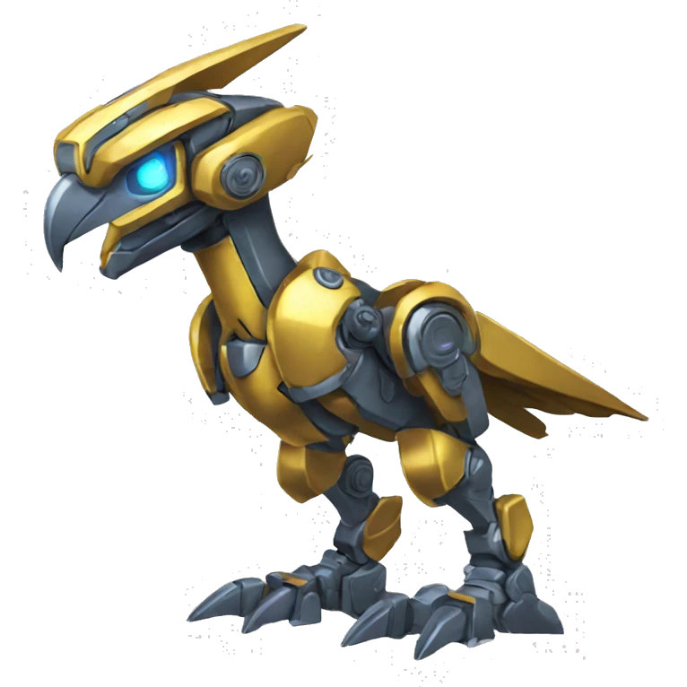 Metallic medabot-raptor full body emoji