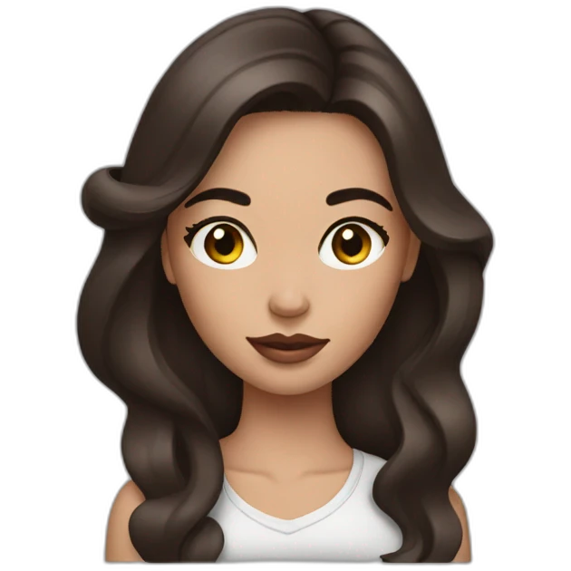 brunette girl doing makeup emoji