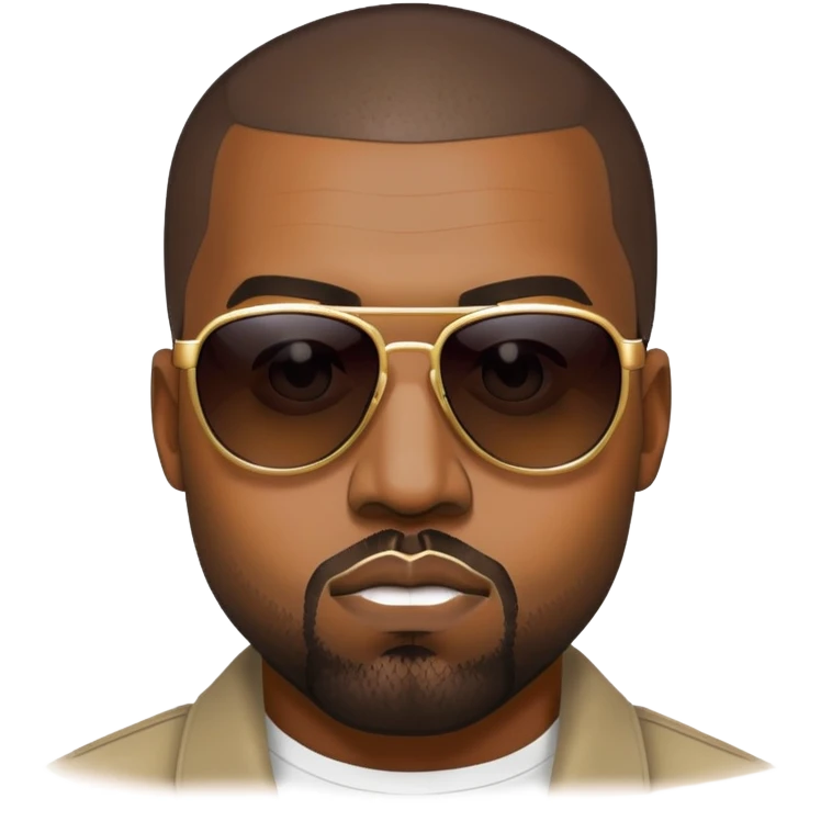 Kanye West with sunglasses and his signature look emoji